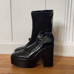Zara Patent Finish Tall Platform Booties